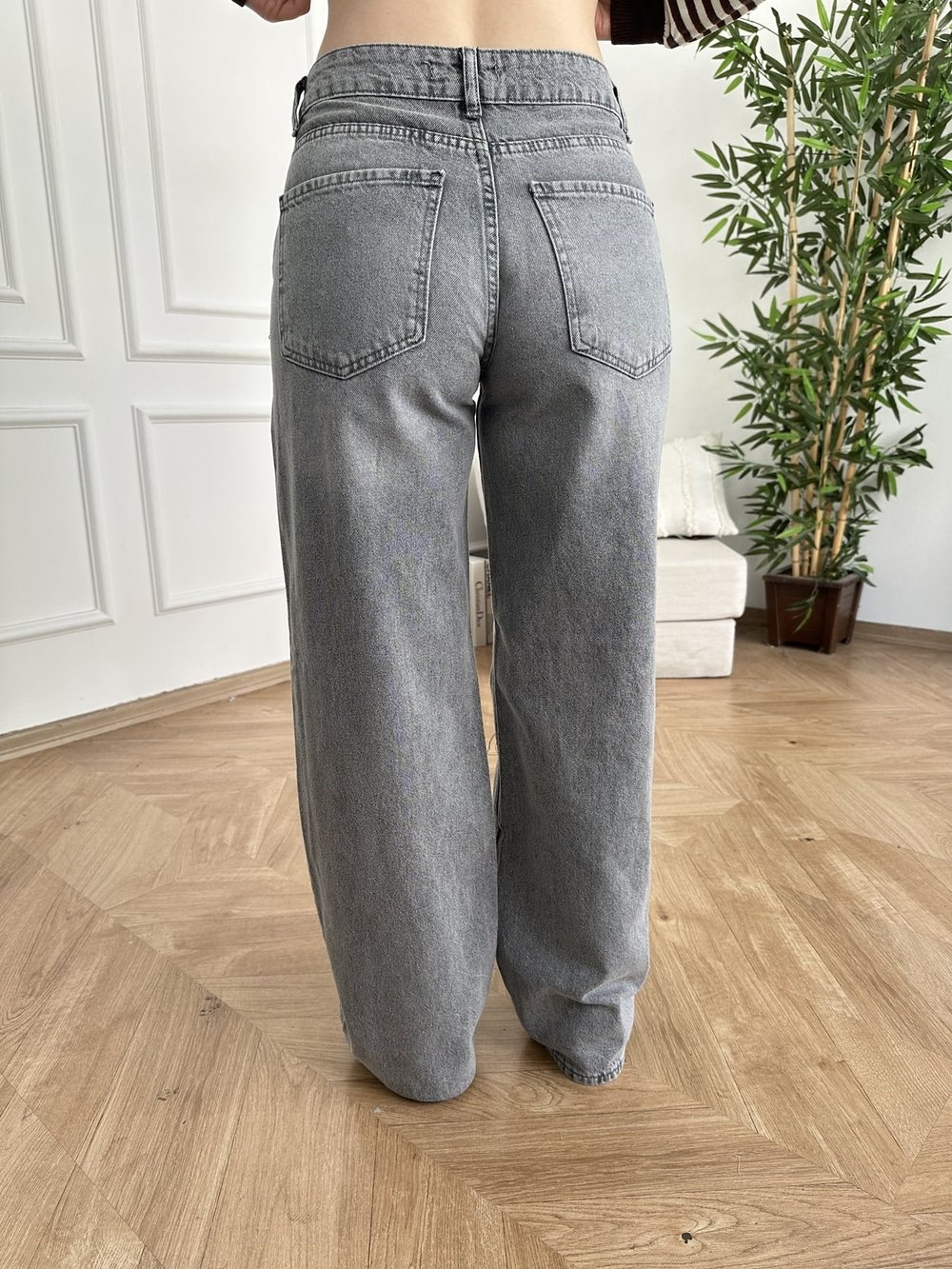 Straight Fit Jean Pantolon Gri