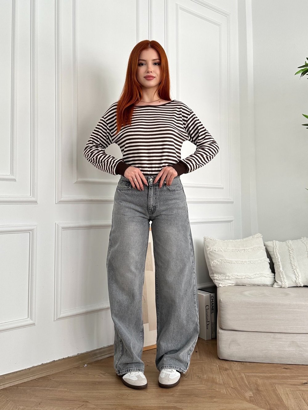 Straight Fit Jean Pantolon Gri