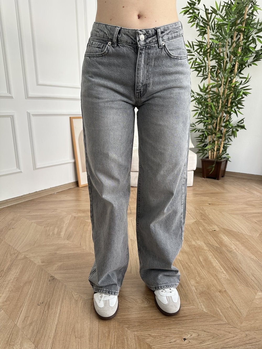 Straight Fit Jean Pantolon Gri