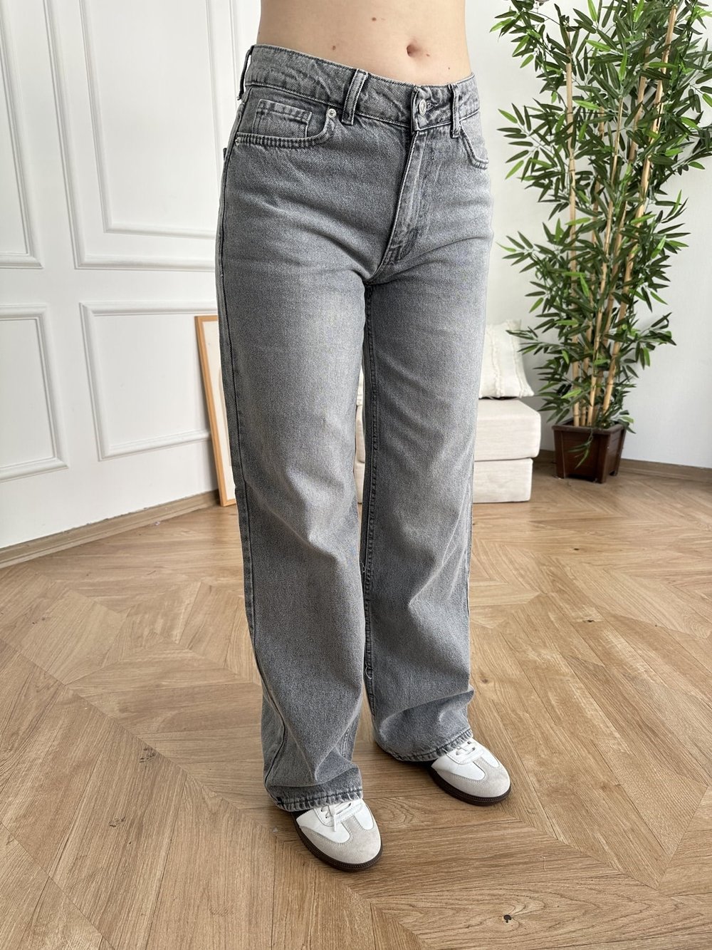 Straight Fit Jean Pantolon Gri