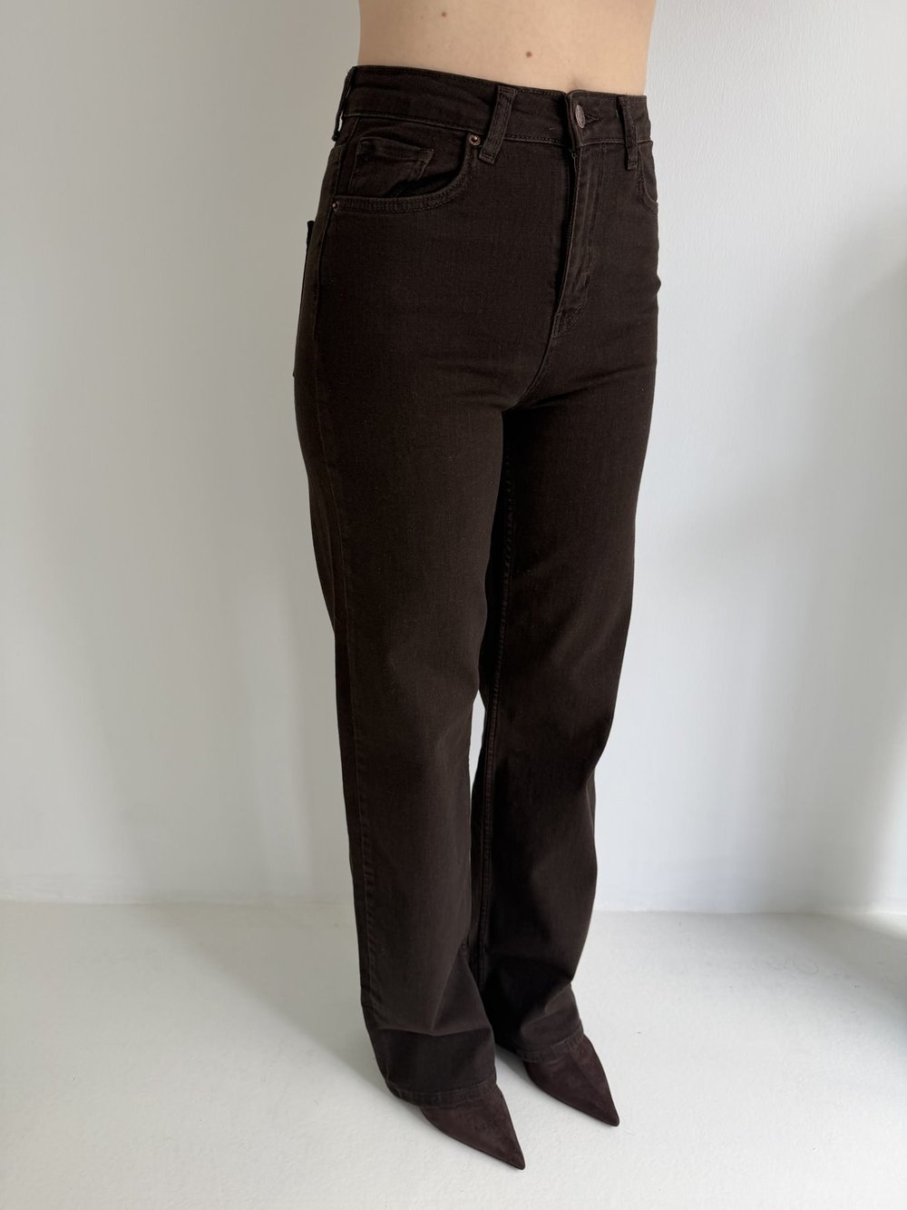 Straight Jean Pantolon Koyu kahve
