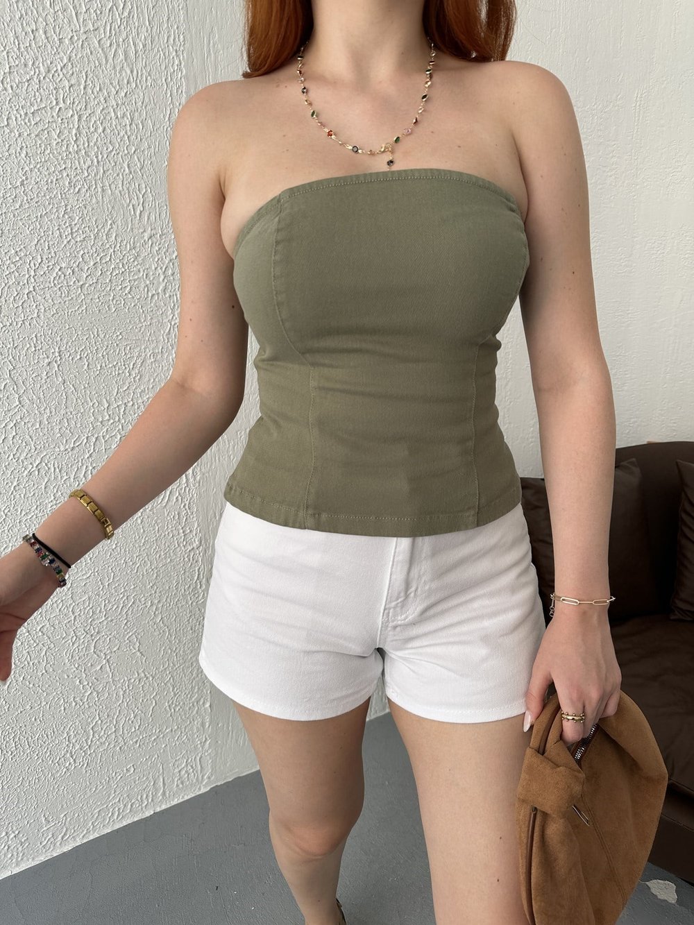 Straplez Bluz Çağla