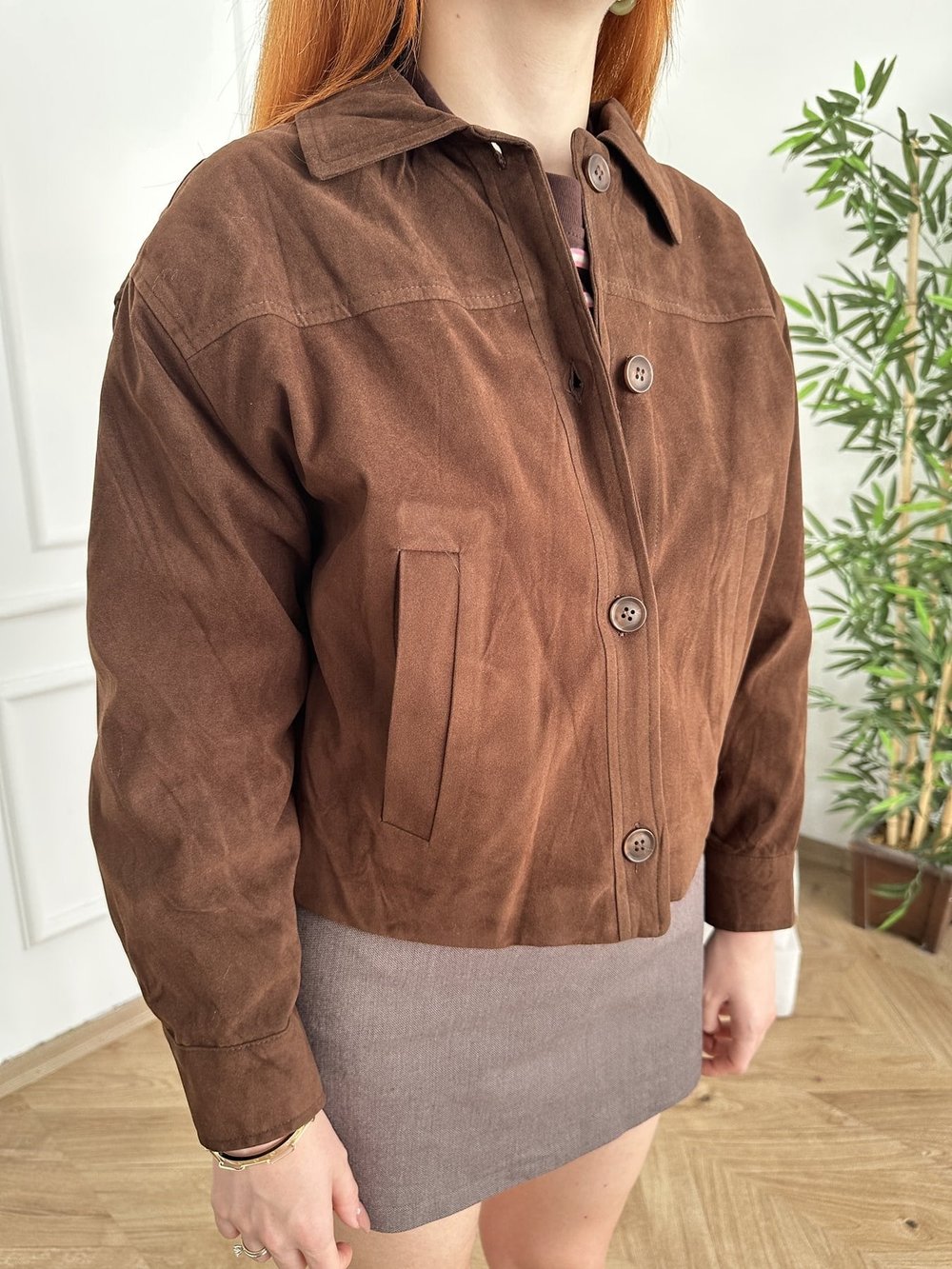 Süet Bomber Mont Kahve