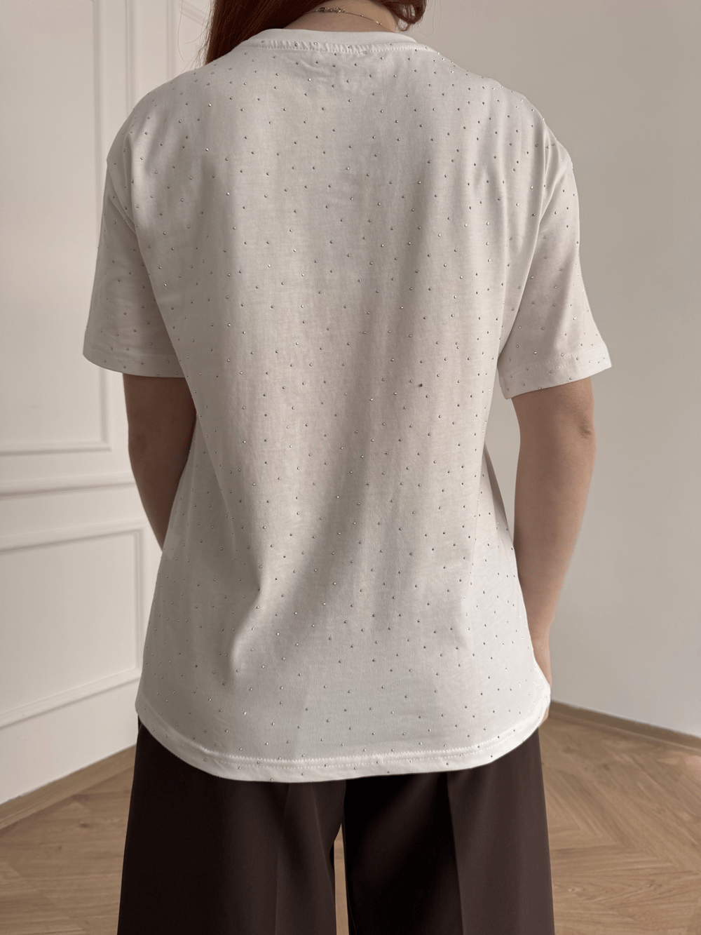 Taş Baskılı Tshirt Ekru