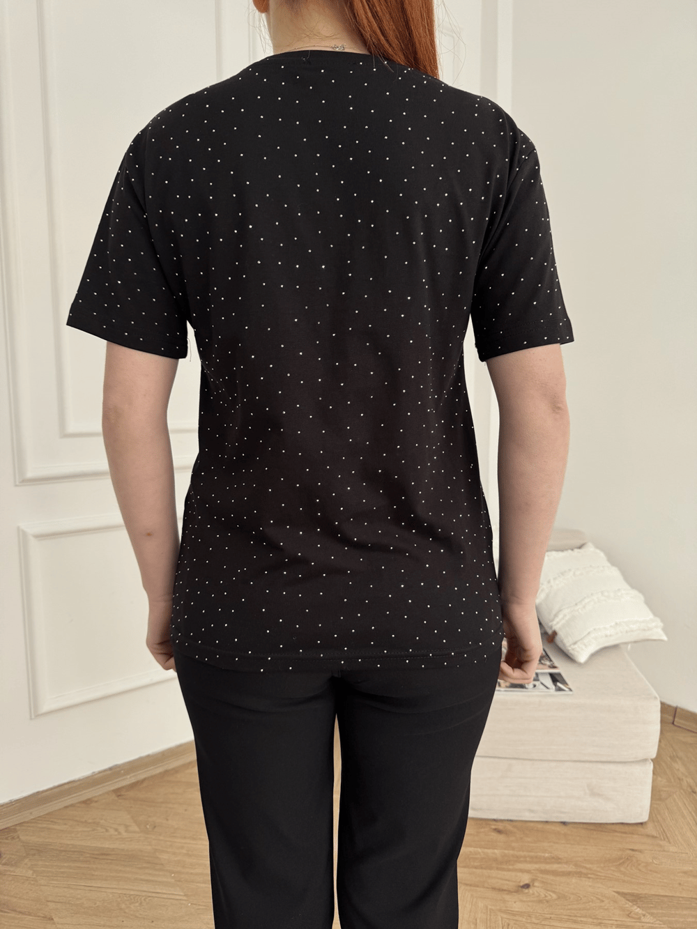 Taş Baskılı Tshirt Siyah