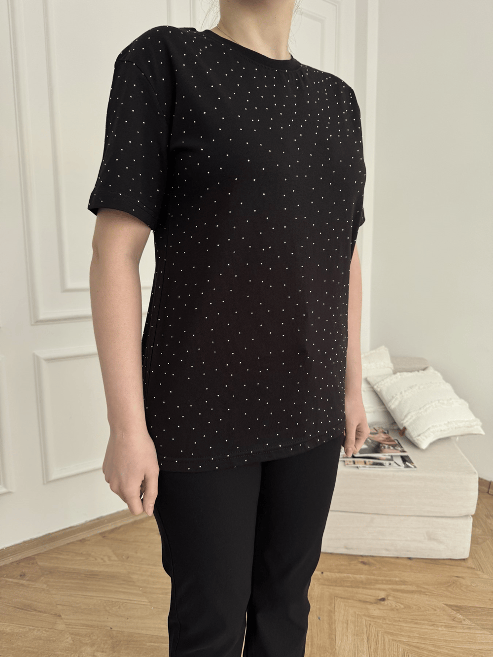 Taş Baskılı Tshirt Siyah