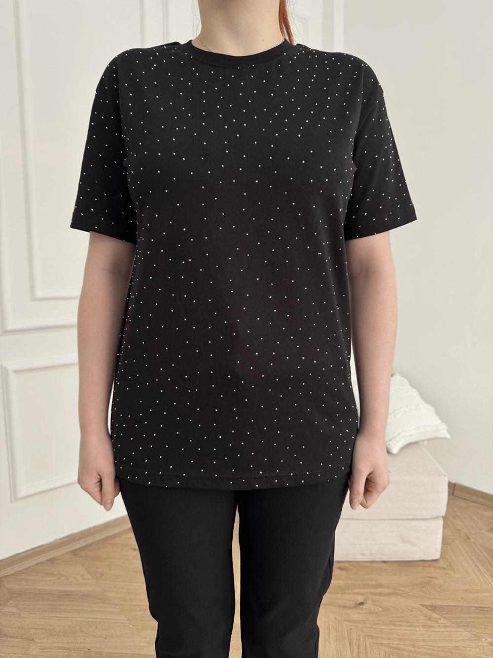 Taş Baskılı Tshirt Siyah