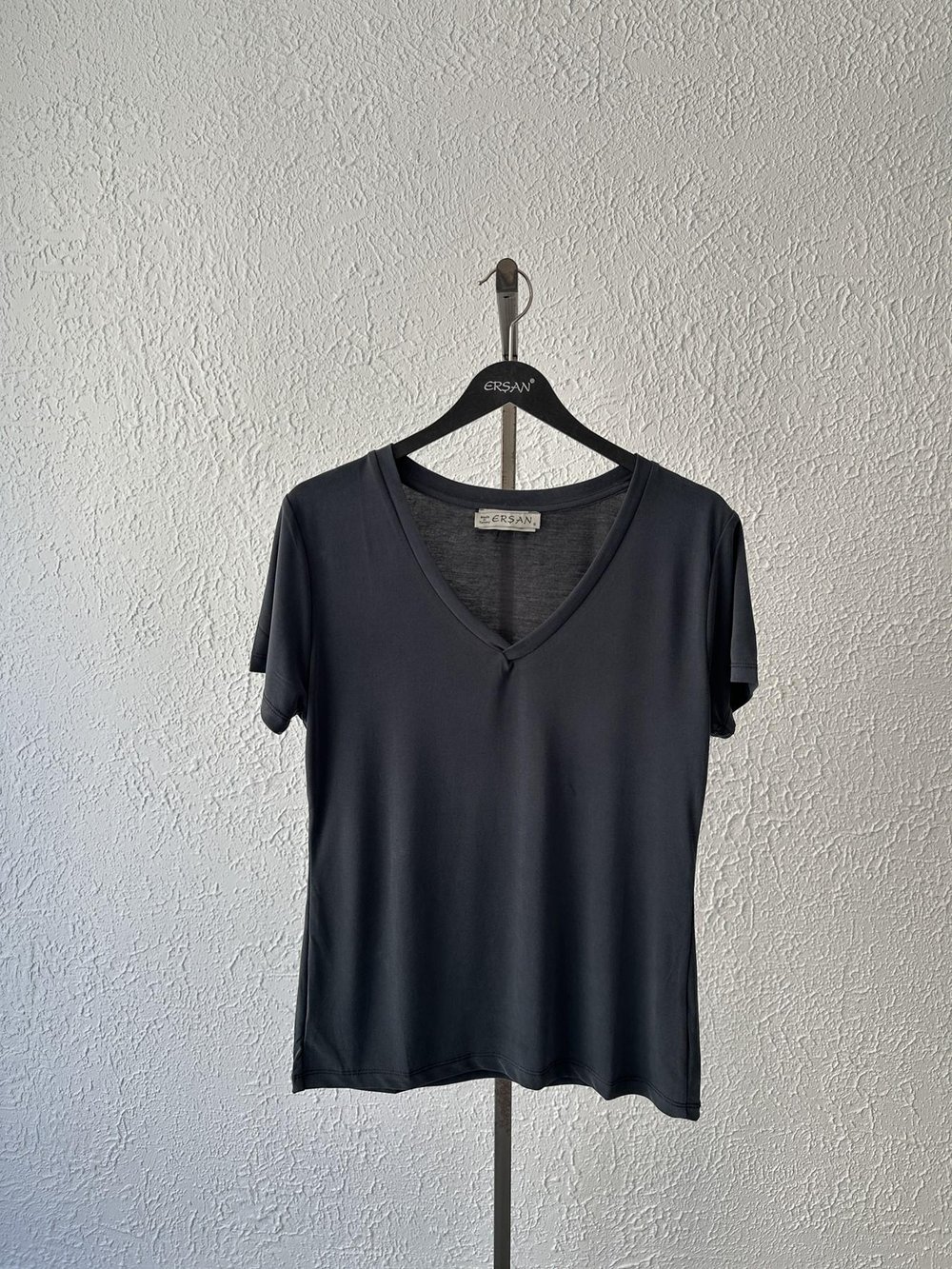 V Yaka Oversize Tişört Antrasit