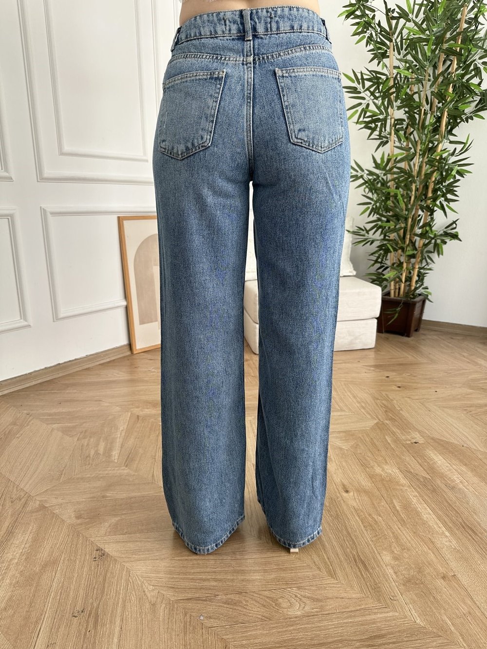 Wideleg Tencel Pantolon Mavi