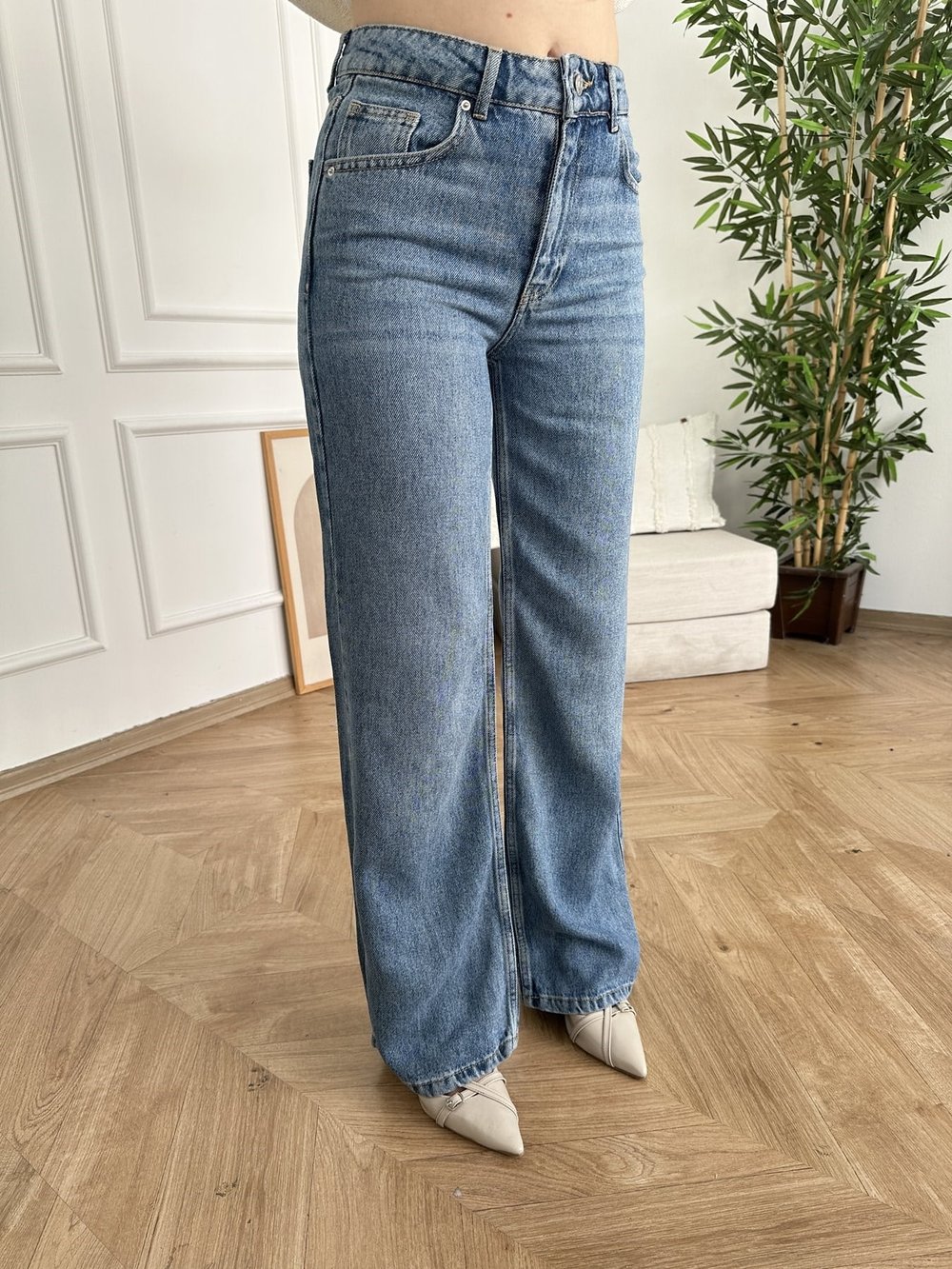 Wideleg Tencel Pantolon Mavi