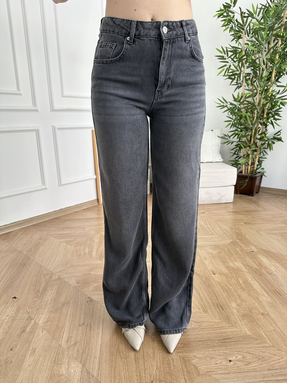 Wideleg Tencel Pantolon Siyah