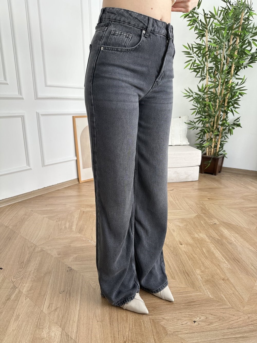 Wideleg Tencel Pantolon Siyah