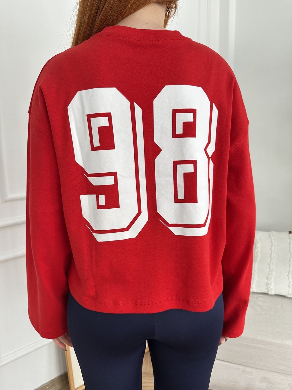 Wild Baskılı Sweatshirt Kırmızı