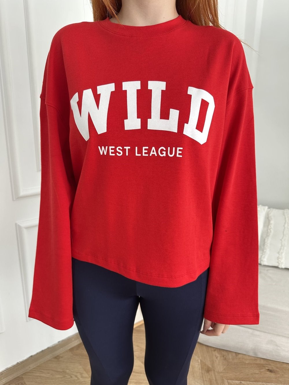 Wild Baskılı Sweatshirt Kırmızı