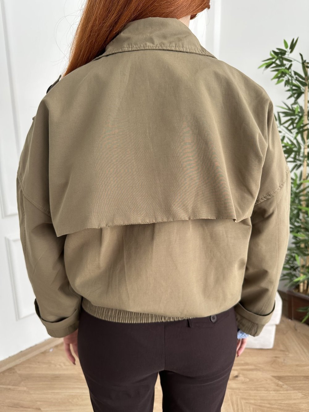 Yaka Apoletli Bomber Trençkot Açık haki