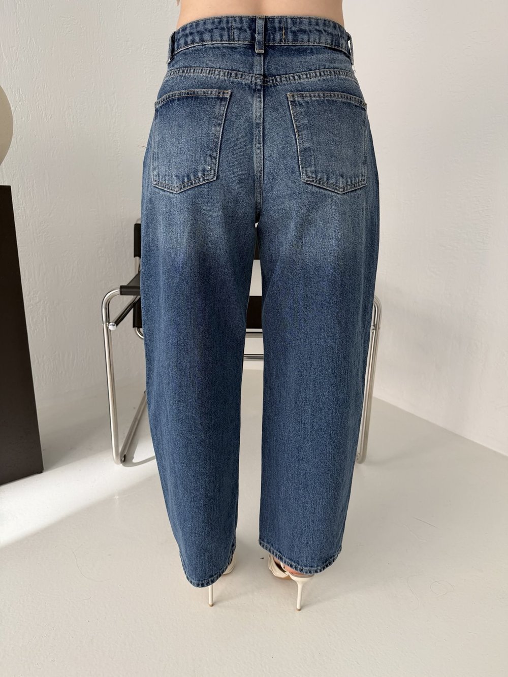 Yanı Parçalı Jean Pantolon Mavi