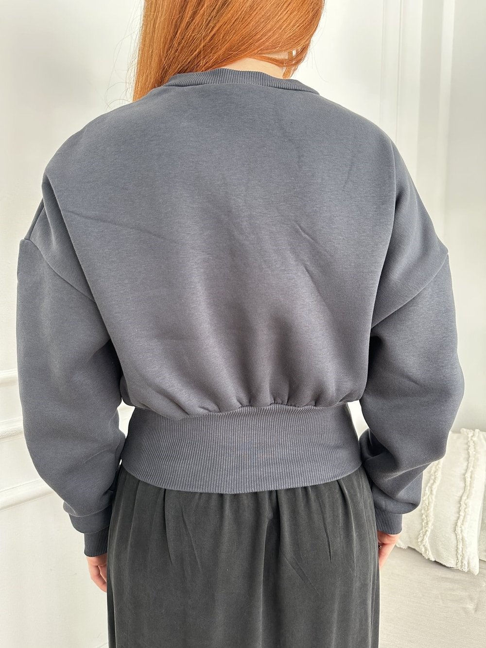 Yarasa Kol City Baskılı Sweatshırt Antrasit