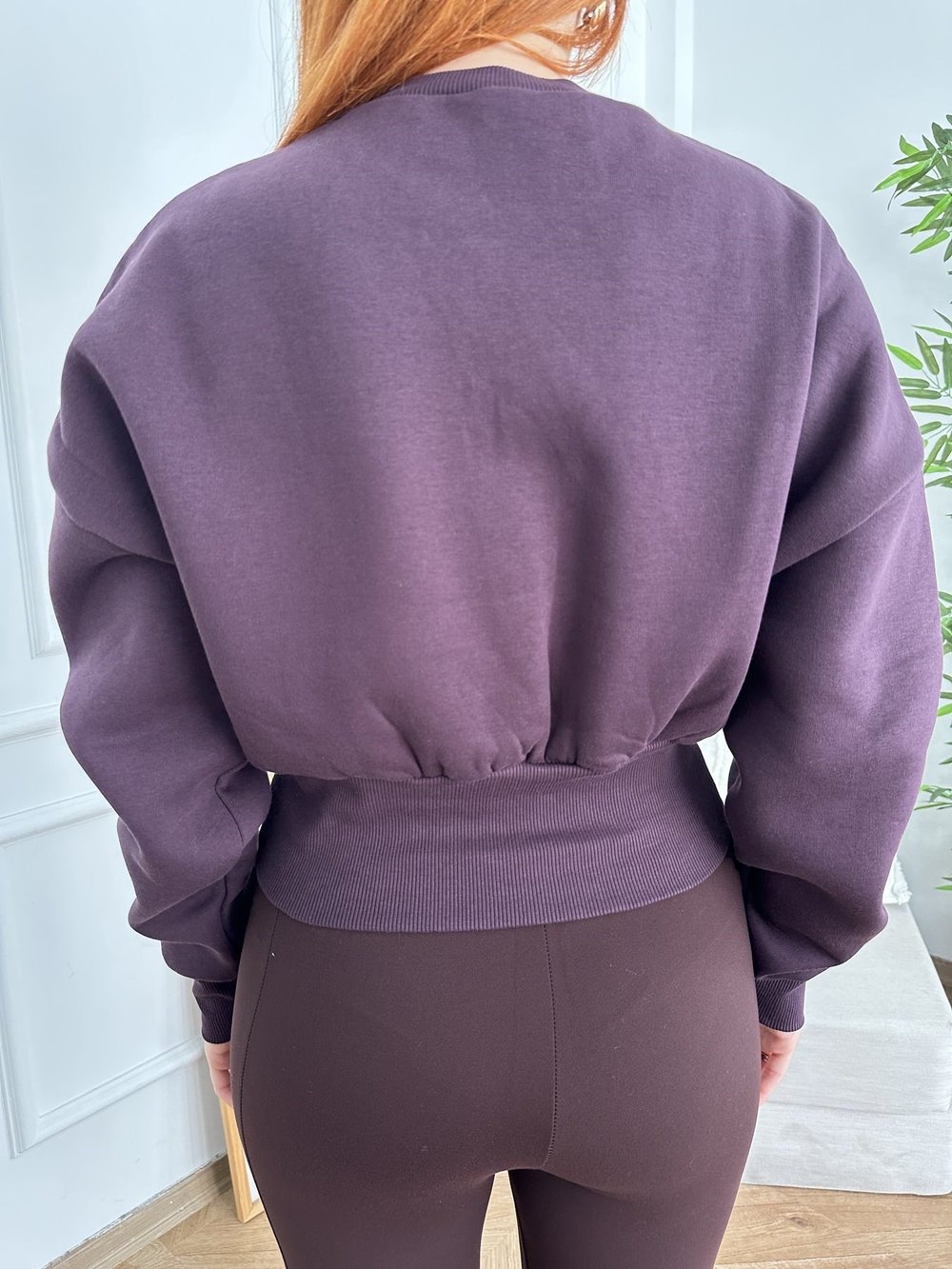Yarasa Kol City Baskılı Sweatshırt Mürdüm
