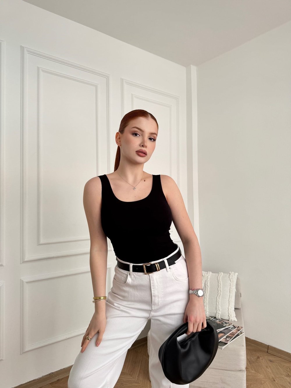 Yuvarlak Yaka Penye Atlet Siyah
