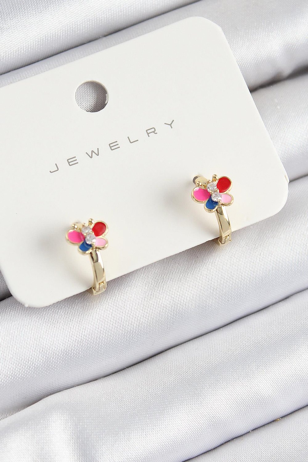 Pirinç Zirkon Taşlı Kelebek Model Gold Renk Çocuk Küpe