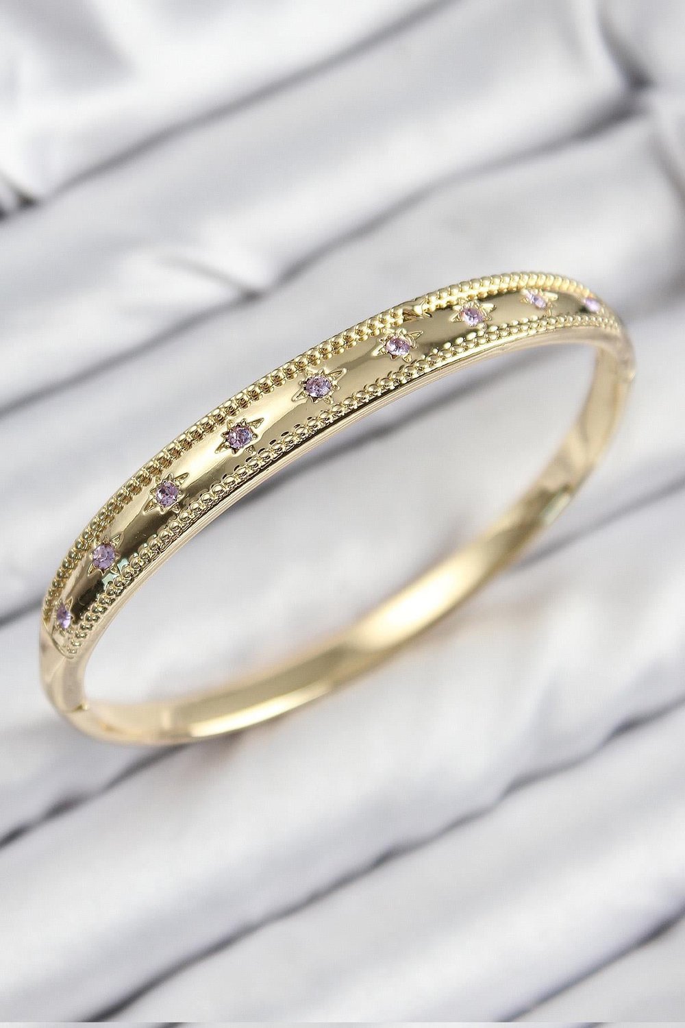 Pirinç Zirkon Taşlı Kutup Yıldızı Model Gold Renk Kadın Kelepçe