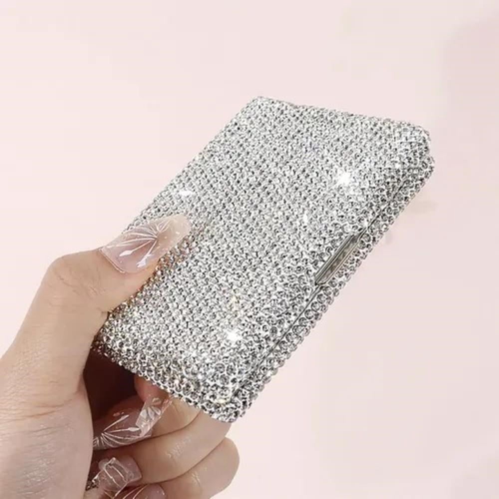 1 Adet 10x6cm Taş Kaplamalı Kartvizitlik Cardholder Parlak Taşlı