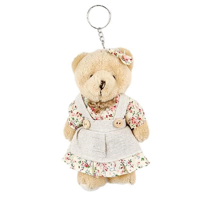 1 Adet 11cm Peluş Anahtarlık Ayıcık Elbiseli Kız