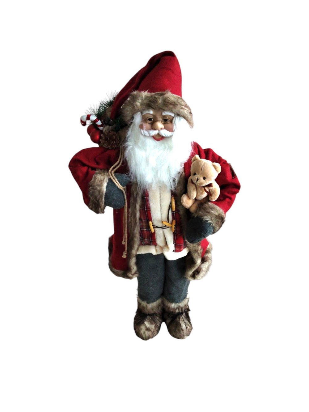 1 Adet 130cm Noel Baba Elinde Ayıcık