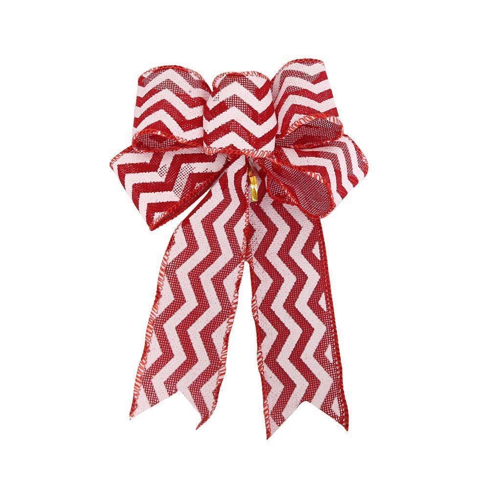 1 Adet 20x25cm Hazır Fiyonk Yılbaşı Kırmızı Zigzag Desenli