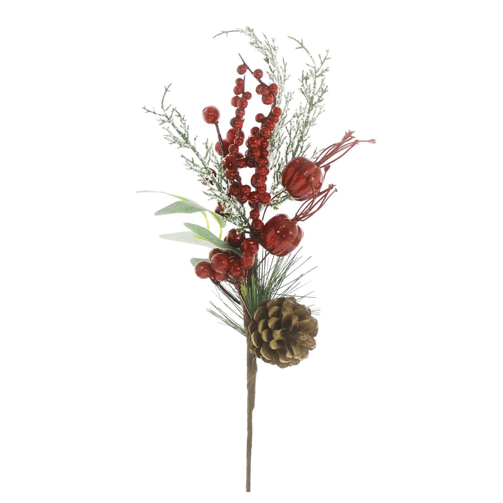 1 Adet 35x15cm Yılbaşı Çiçeği Kozalak Berry Yapraklı Çiçek