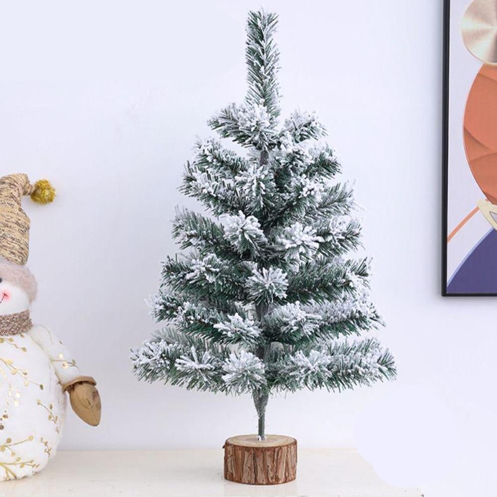 1 Adet 60cm Yılbaşı Çam Ağacı Kütük Tabanlı üstü Karlı