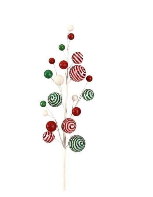 1 Adet 73cm Yapay Yılbaşı Çiçeği Renkli Toplar Ağaç Vazo Süsü