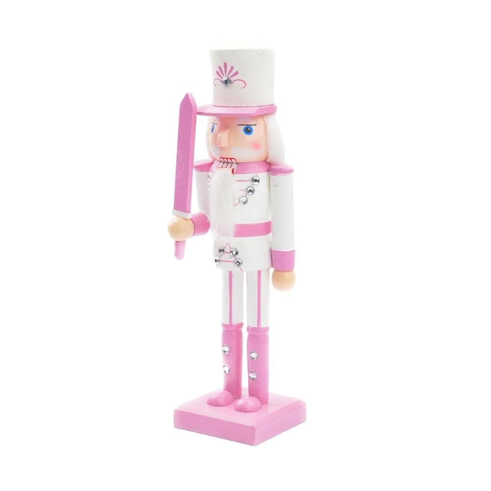 25cm Kurşun Asker Ahşap Yılbaşı Dekoru Pembe Kılıçlı