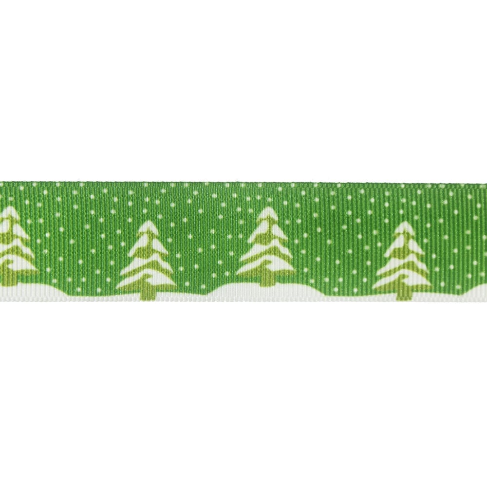 2,5cm x 5metre Grogren Yılbaşı Kurdela Yeşil Çam Ağaçlı No: 10