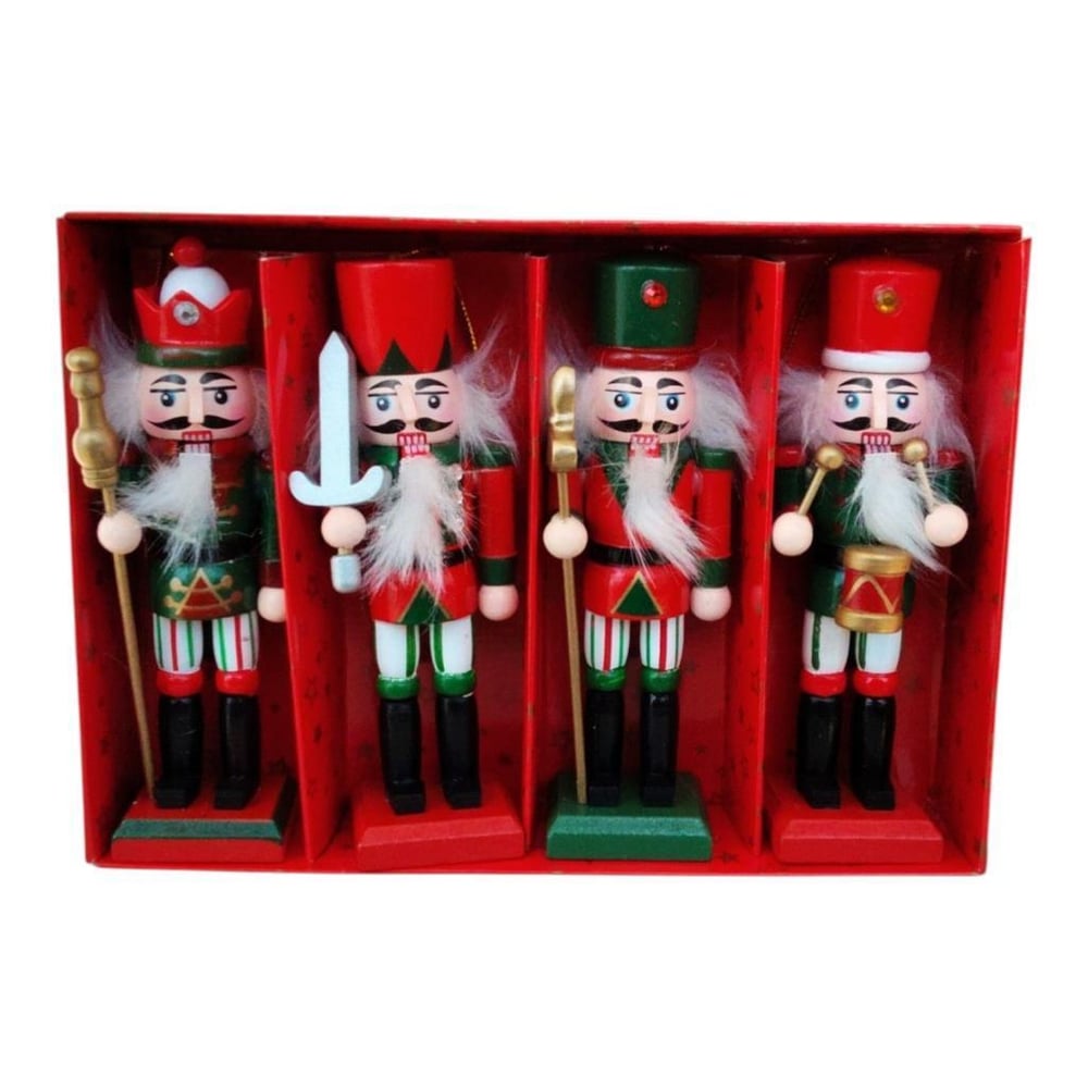 4 Adet 12cm Ahşap Kurşun Asker Yılbaşı Dekor