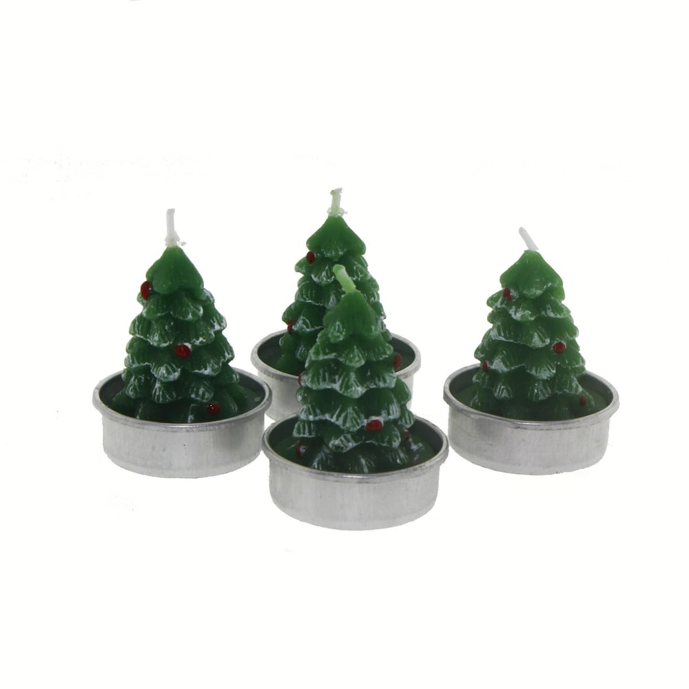 4 Adet 4cm Çam Ağacı Tealight Mum