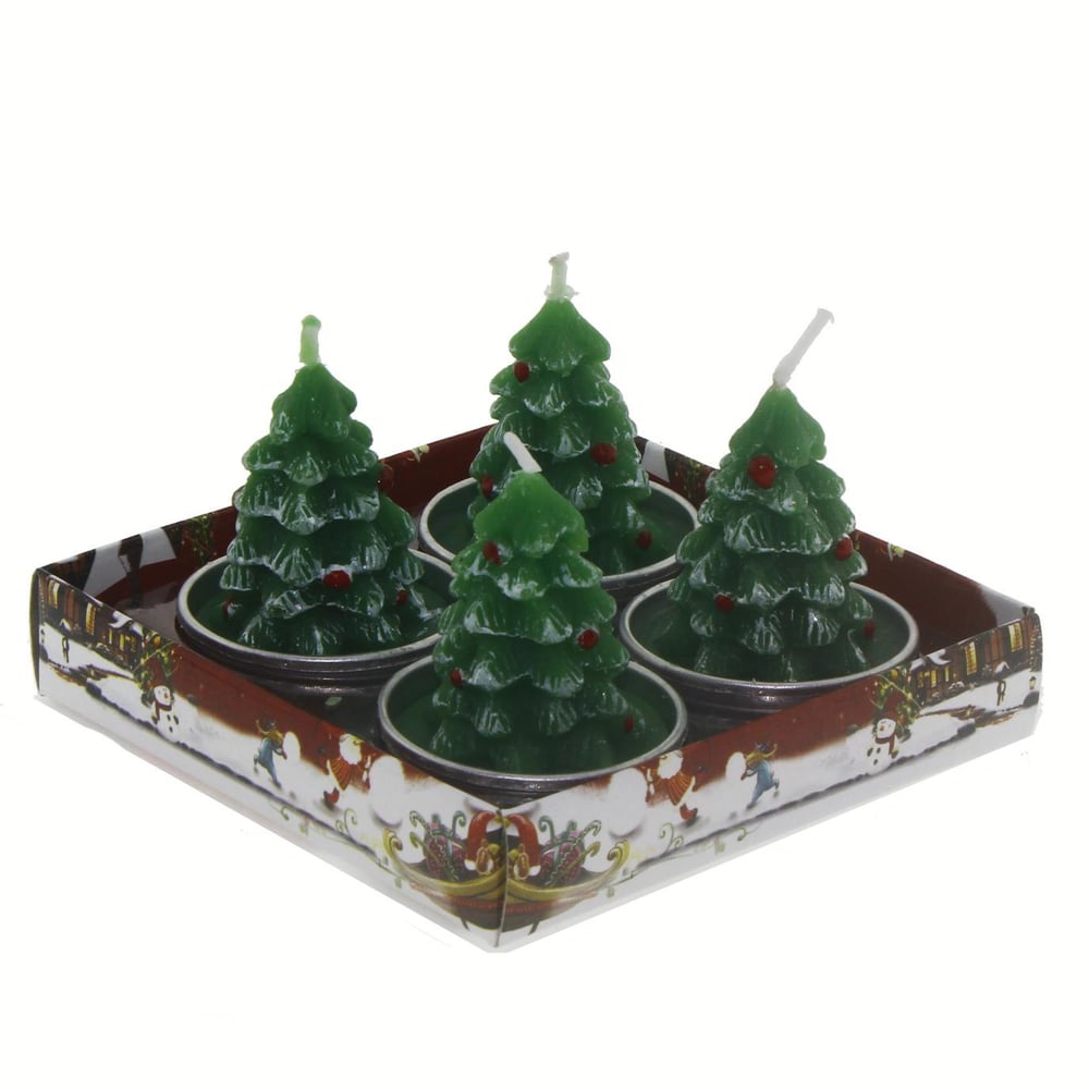 4 Adet 4cm Çam Ağacı Tealight Mum
