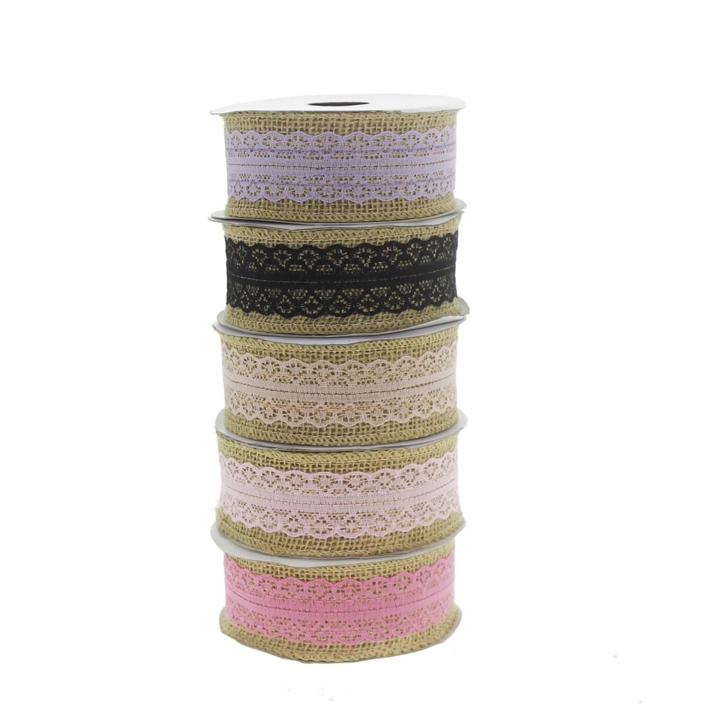 4cm X 4,5m Ortası Çift Sıra Dantelli Jüt Kurdela