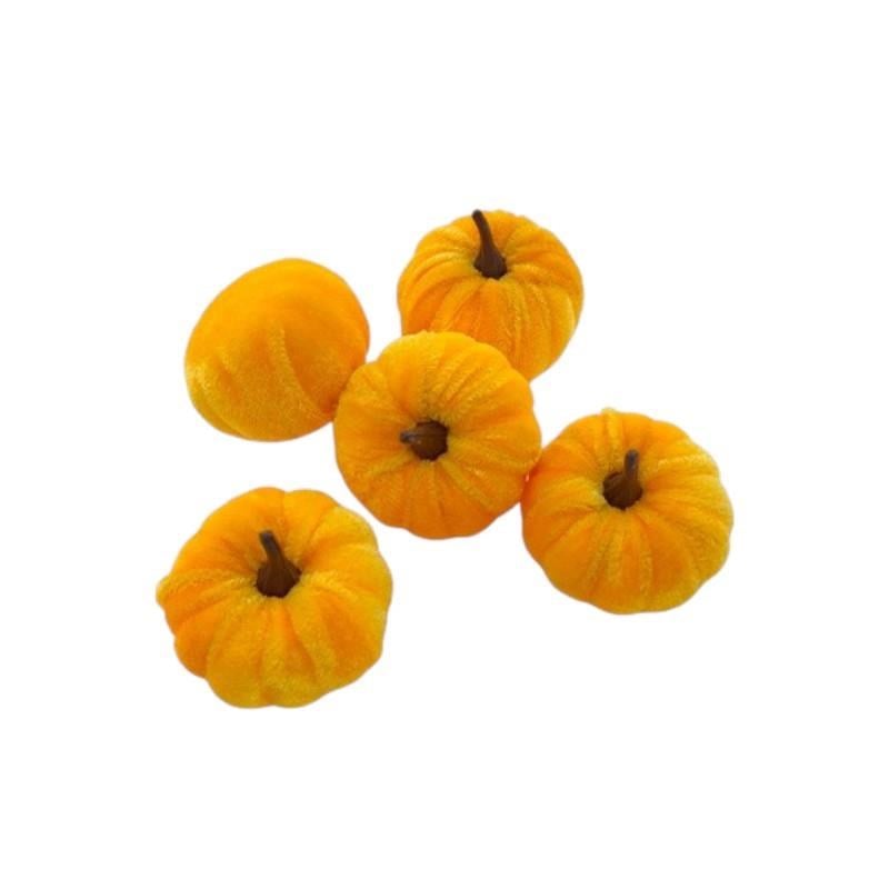 5 Adet 5x3cm Mini Kabak Biblo Balkabağı Kadife Kaplı