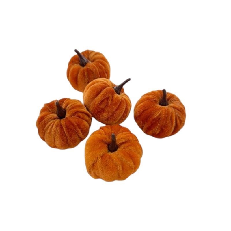 5 Adet 5x3cm Mini Kabak Biblo Balkabağı Kadife Kaplı