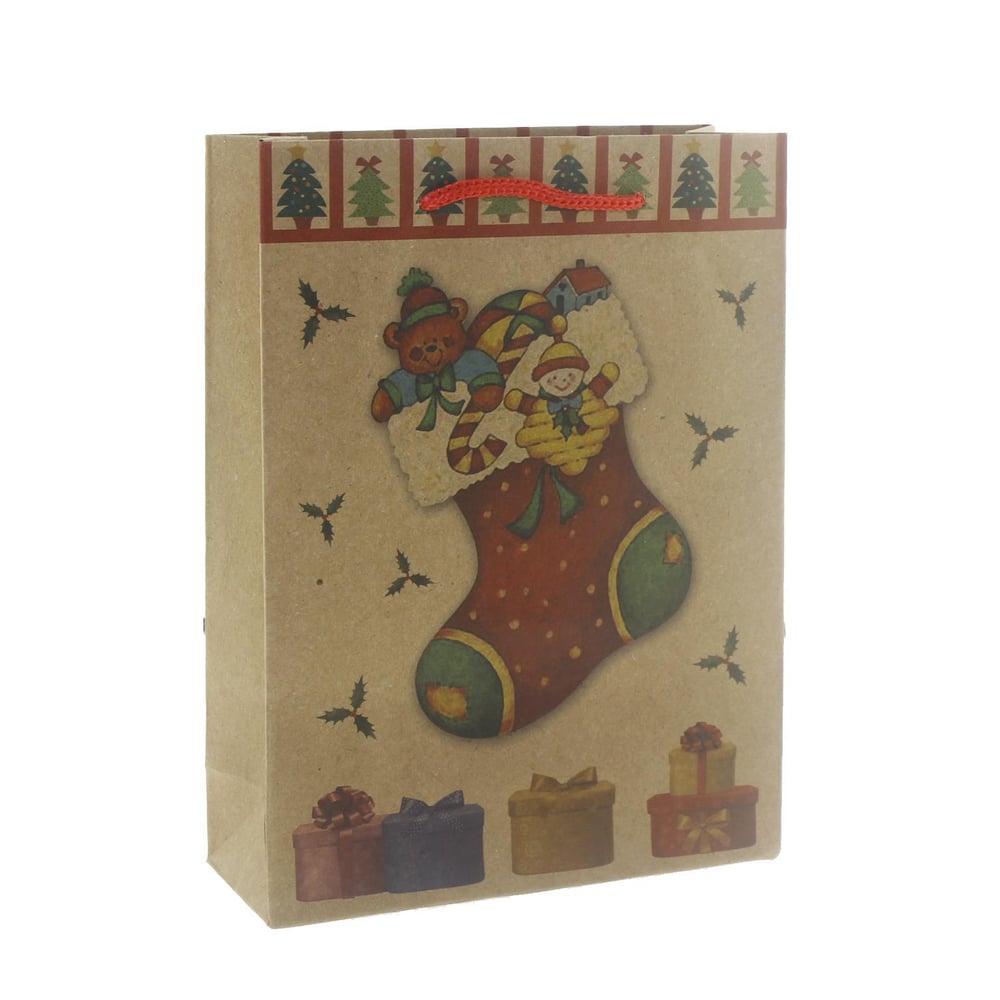 6 Adet 15x20cm Kraft Karton Çanta Çoraplı