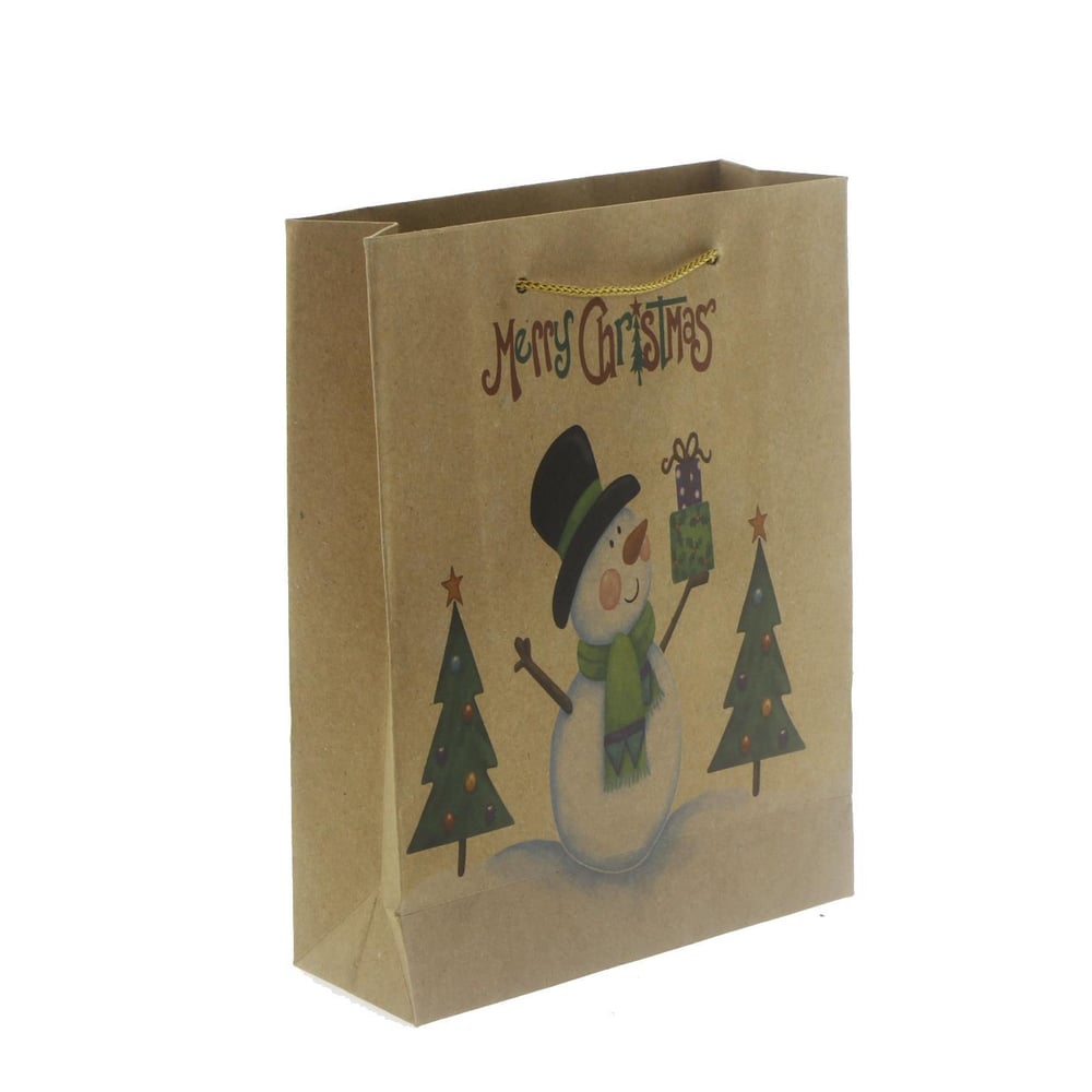 6 Adet 15x20cm Kraft Karton Çanta Kardan Adam