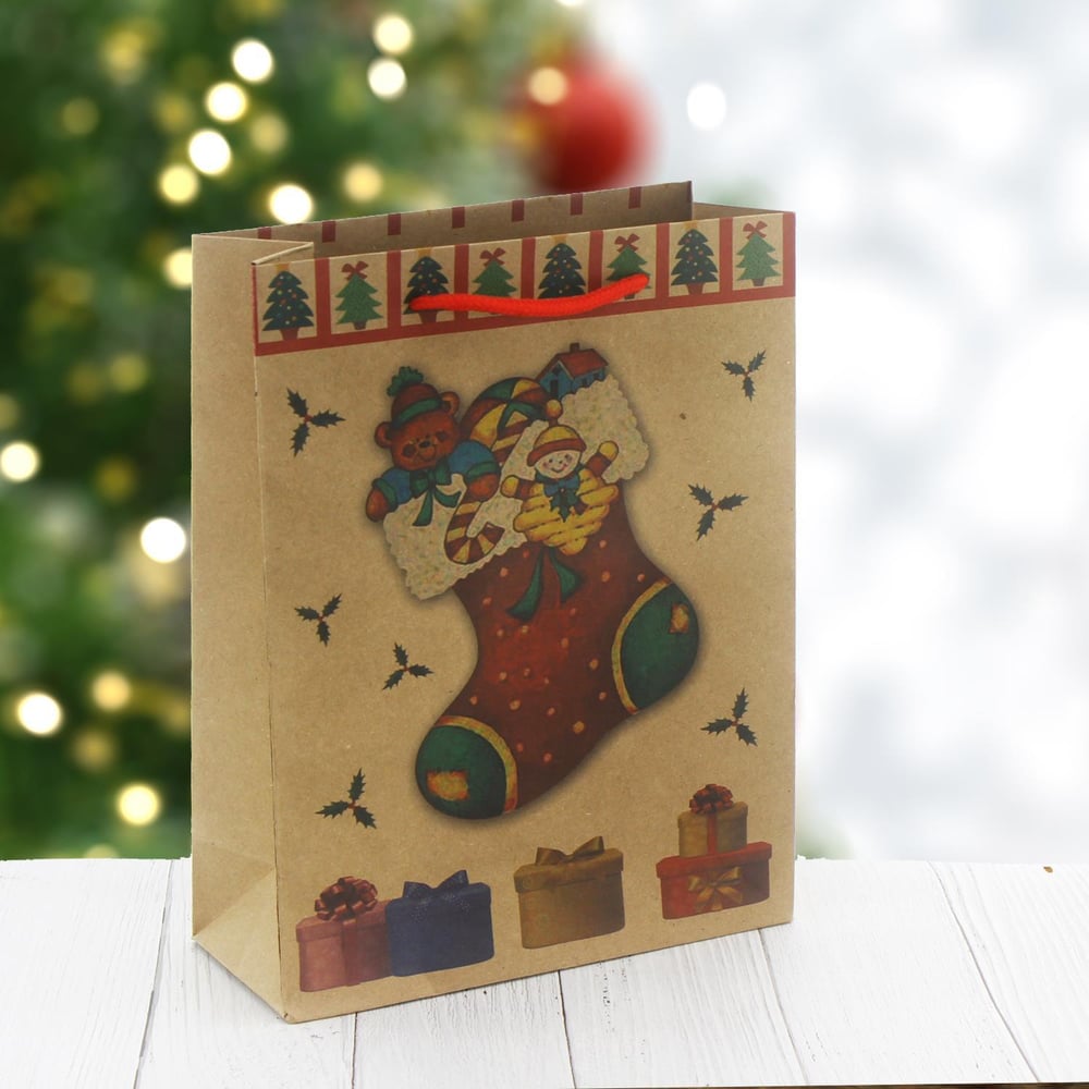 6 Adet 19x24cm Kraft Karton Çanta Çoraplı