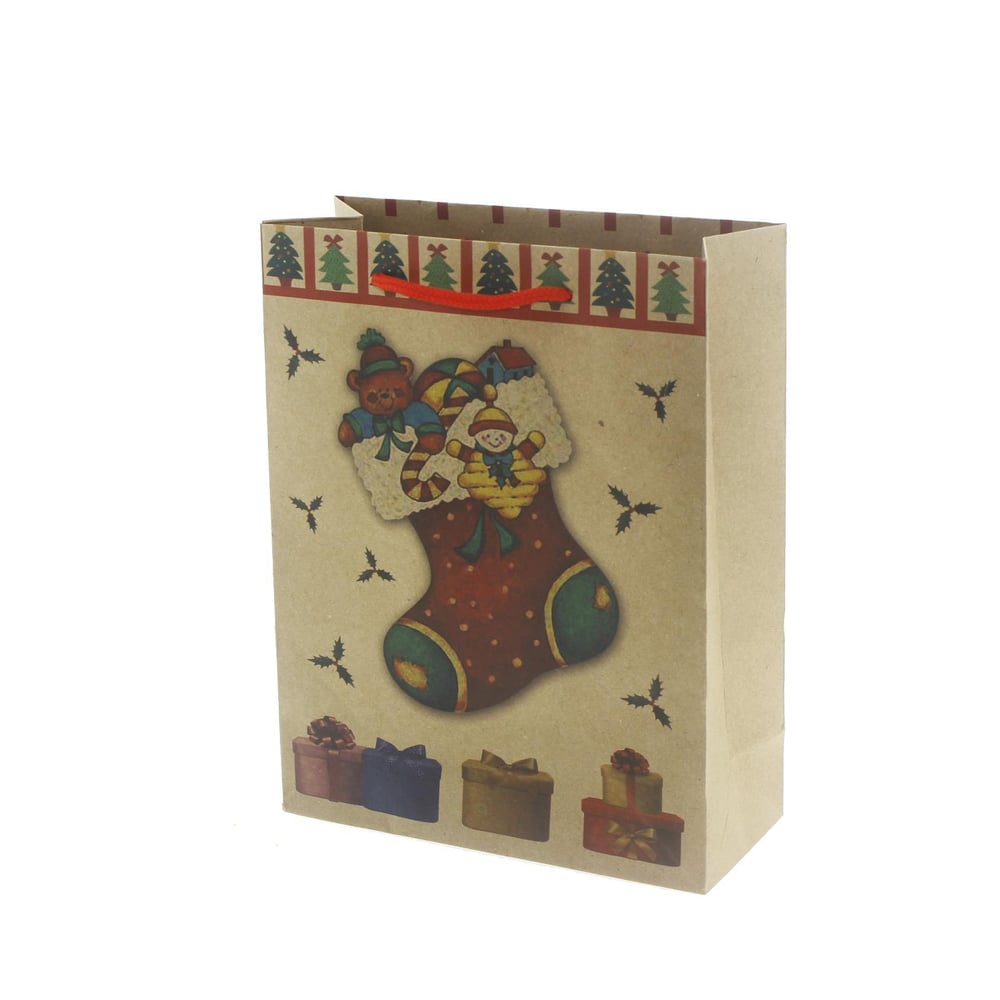 6 Adet 19x24cm Kraft Karton Çanta Çoraplı