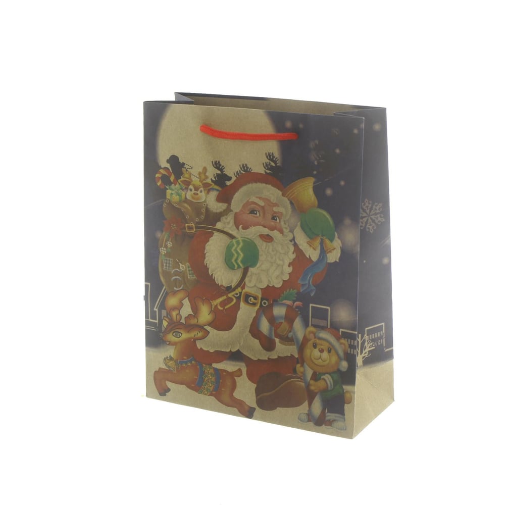 6 Adet 19x24cm Kraft Karton Çanta Noel Baba