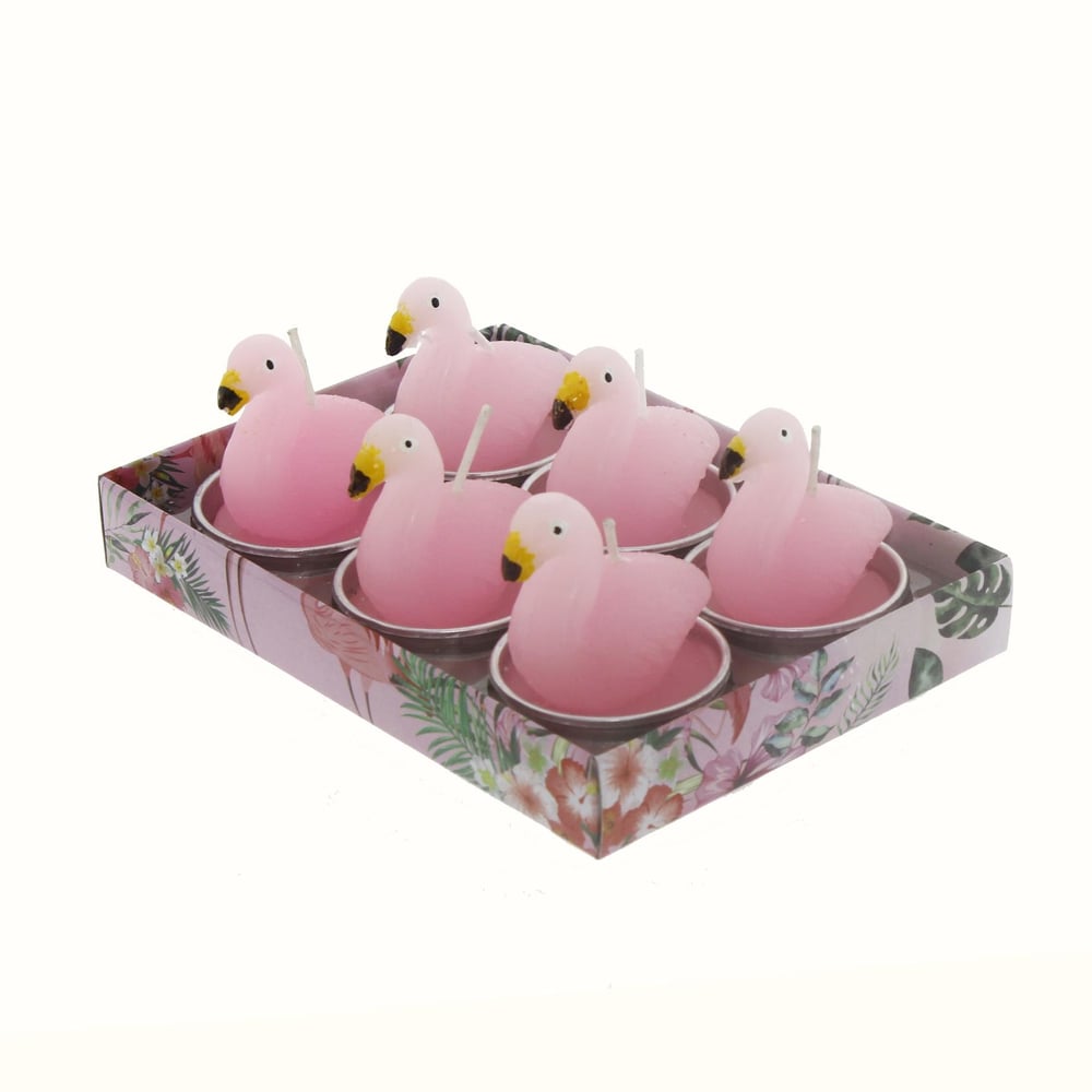 6 Adet 4cm Flamingo Tealight Mum