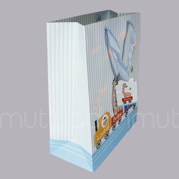 Trenli Mavi Büyük Karton Çanta 26x31cm 1 Adet