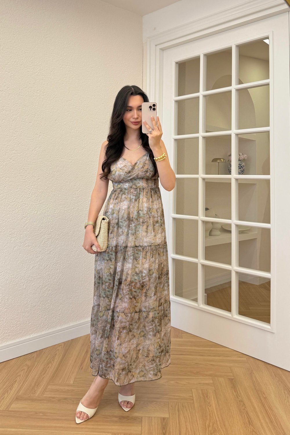 ELİSA DESENLİ ŞİFON ELBİSE