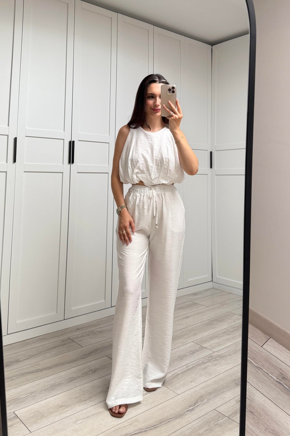LİSA BALON BLUZLU TAKIM - BEYAZ