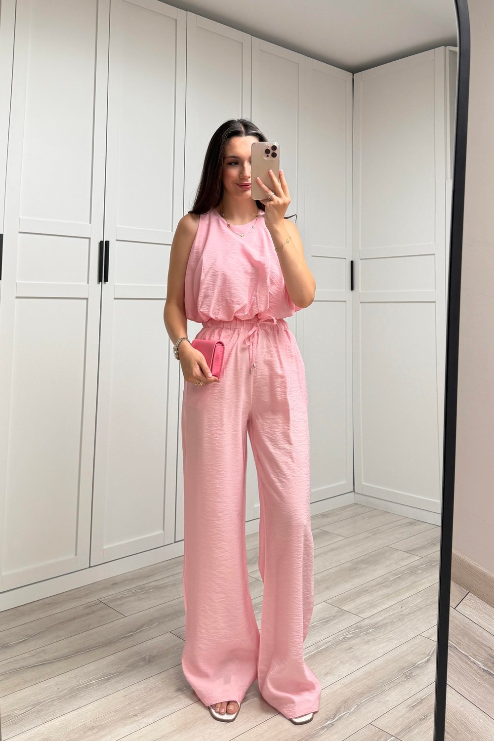 LİSA BALON BLUZLU TAKIM - PEMBE